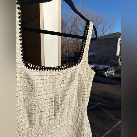 🆕Antonio Melani Aurelia Tweed Mini Dress Ivory Black Trim Ruffle 4,6,8,10,12,14 - Picture 6 of 17